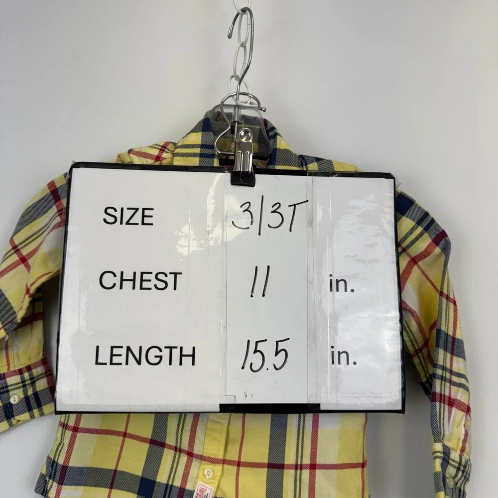 Ralph Lauren Kids Yellow Plaid Button Down Shirt Long Sleeve Cotton‎ 3 3T